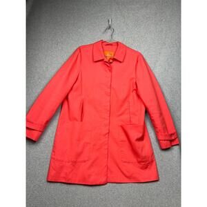 Joe Fresh Trench Coat Womens Size Large Jacket Cotton Coral Pink Coastal Bright